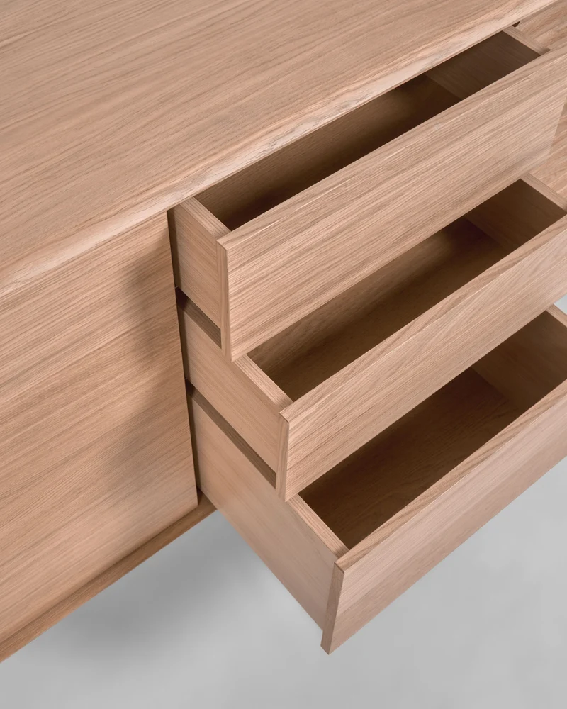 Lenon oak wood and veneer sideboard with 3 doors & 3 drawers, 200 x 86 cm FSC MIX Credit