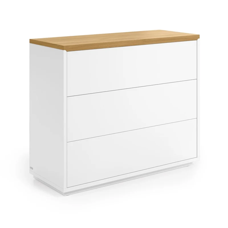Abilen 3-drawer oak veneer and white lacquer chest of drawers 90 x 75 cm FSC 100%