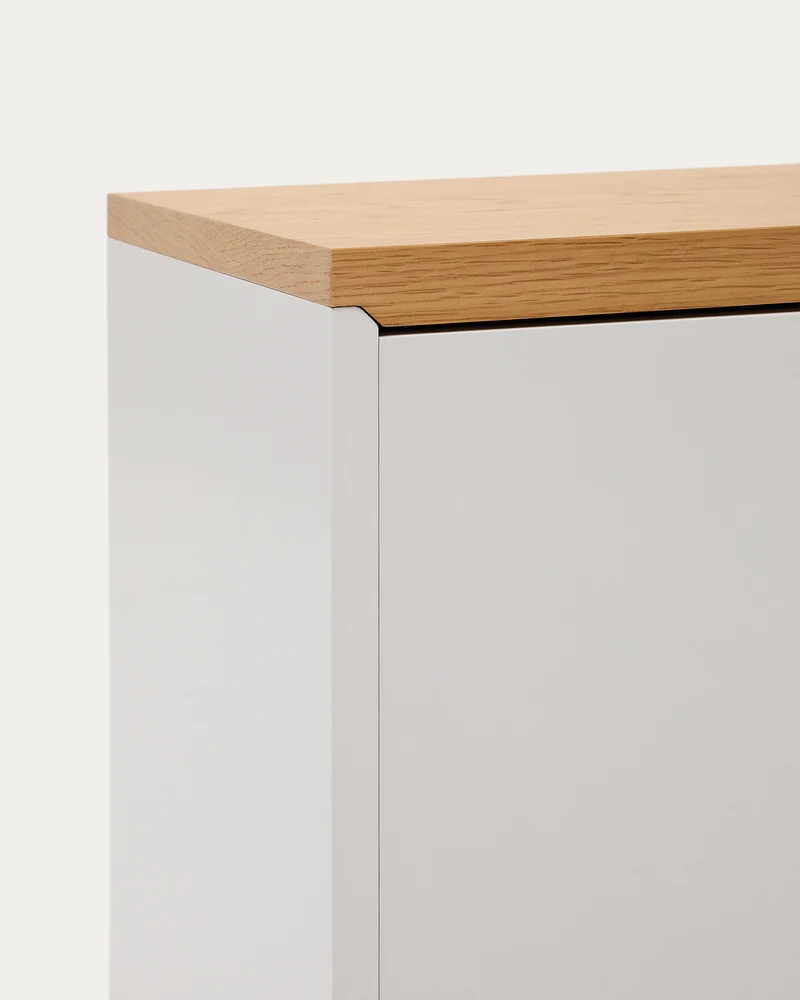 Abilen oak wood veneer 3 door sideboard with white lacquer, 180 x 75 cm FSC 100%
