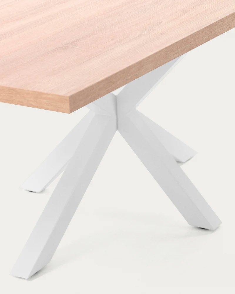 Argo table in melamine with natural finish and steel legs with white finish 180 x 100 cm