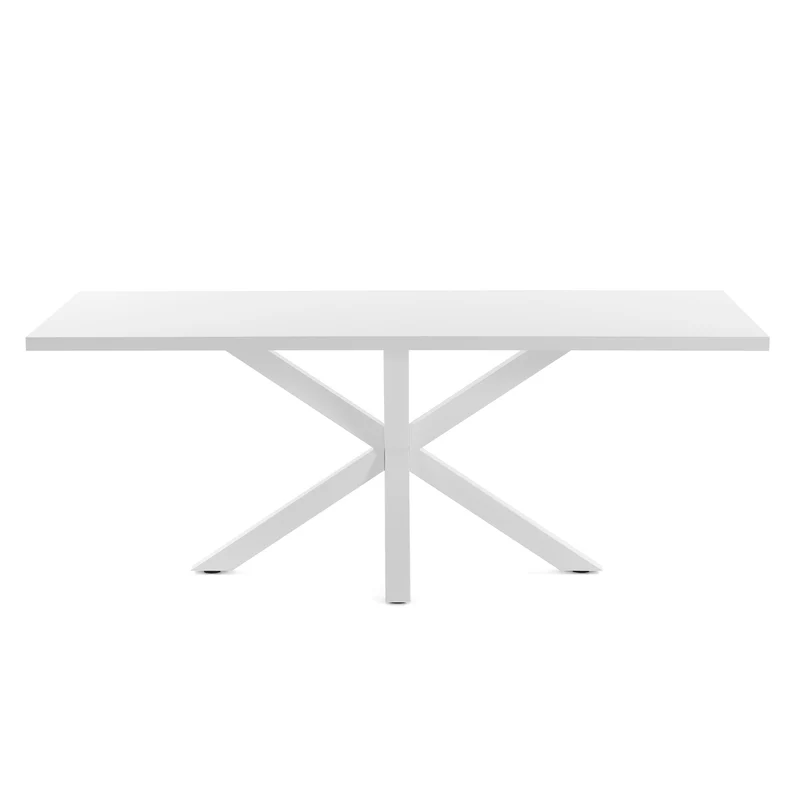 Argo table in melamine with white finish and steel legs with white finish 180 x 100 cm
