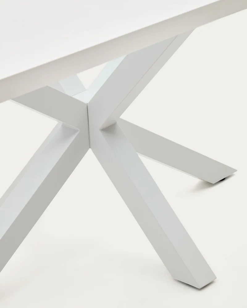 Argo table in melamine with white finish and steel legs with white finish 180 x 100 cm