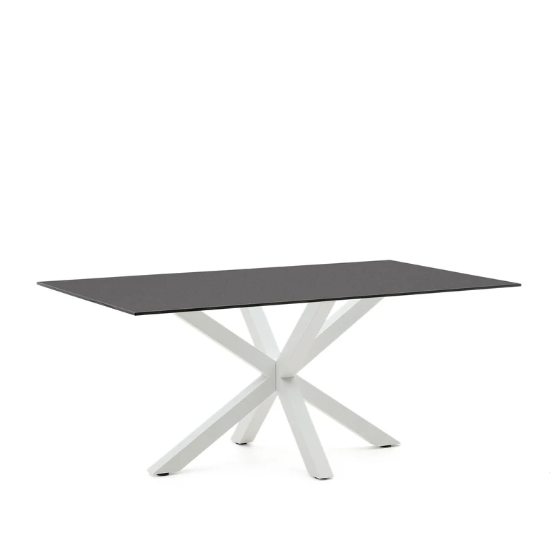Argo table 180x100 cm, epoxy white and black glass