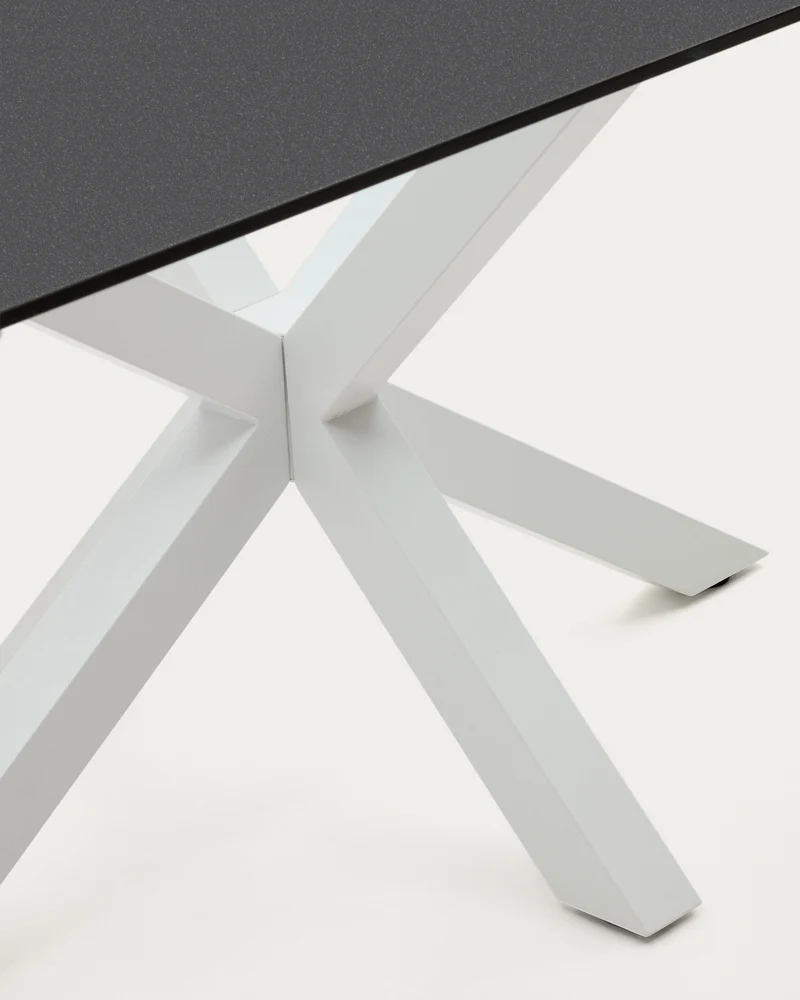 Argo table 180x100 cm, epoxy white and black glass
