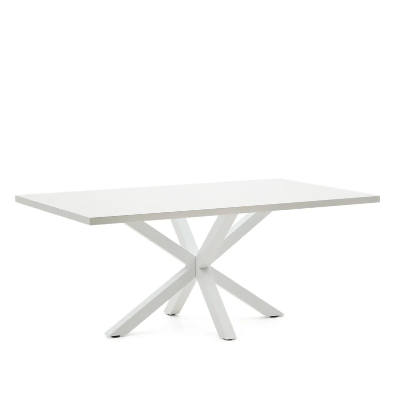 Argo table in melamine with white finish and steel legs with white finish 200 x 100 cm