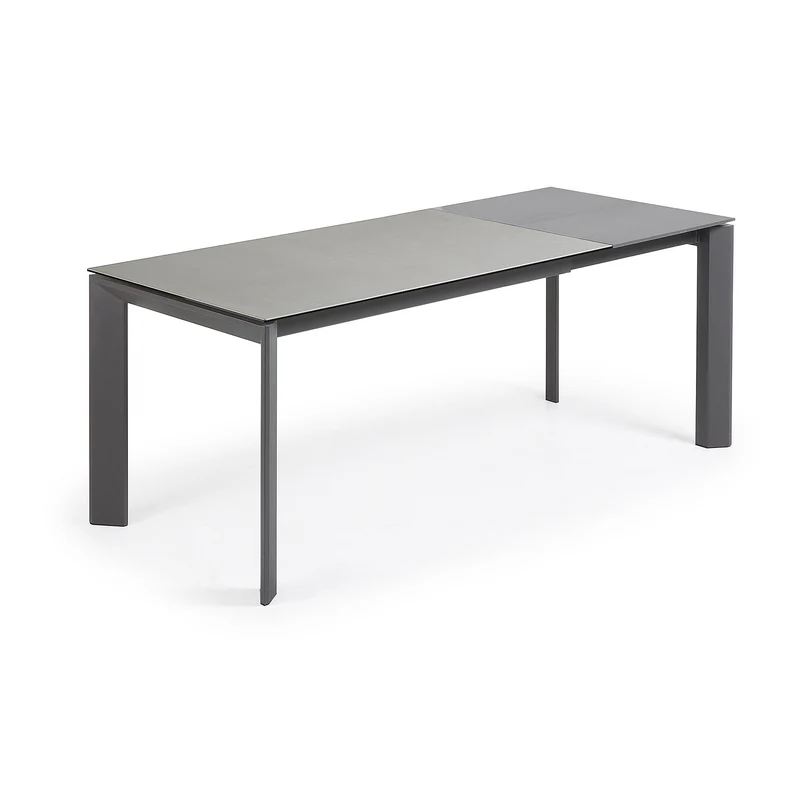 Axis porcelain extendable table in Hydra Lead finish with anthracite steel legs 140(200)cm