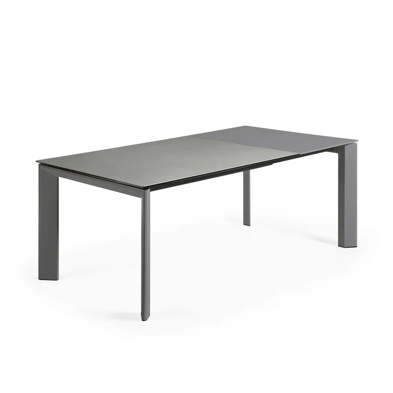 Axis porcelain extendable table in Hydra Lead finish with anthracite steel legs 140(200)cm