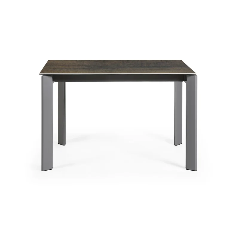 Axis porcelain extendable table in Iron Moss finish with anthracite steel legs 120 (180)cm