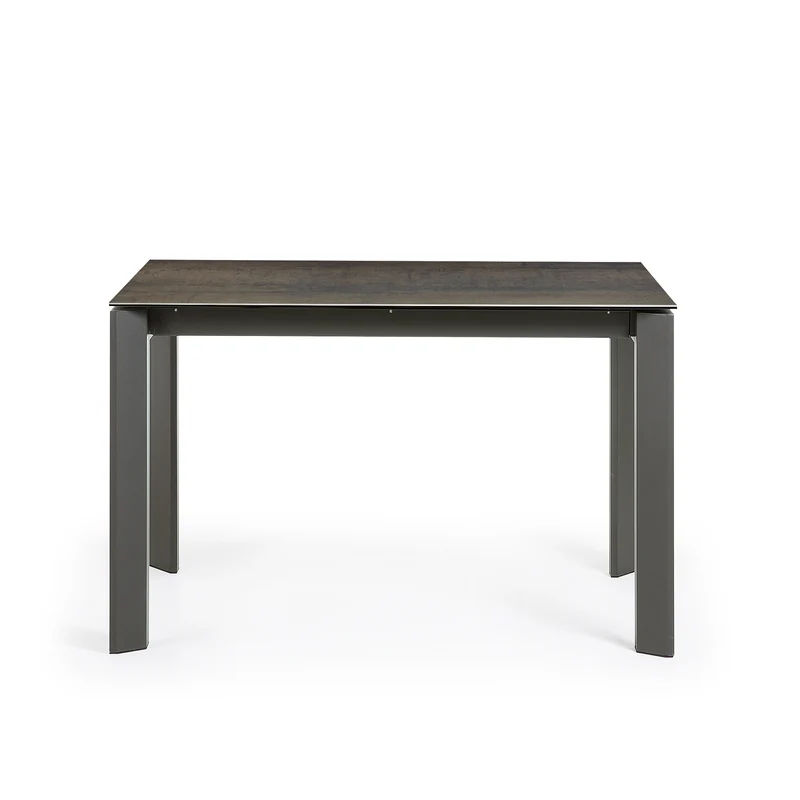 Axis porcelain extendable table in Iron Moss finish with anthracite steel legs 120 (180)cm