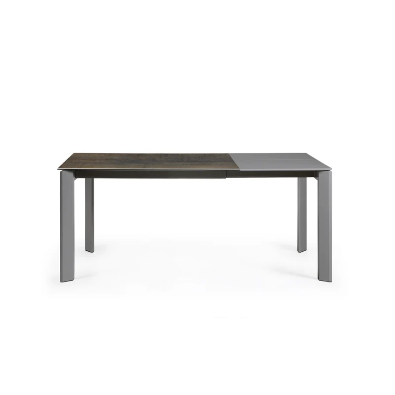 Axis porcelain extendable table in Iron Moss finish with anthracite steel legs 120 (180)cm