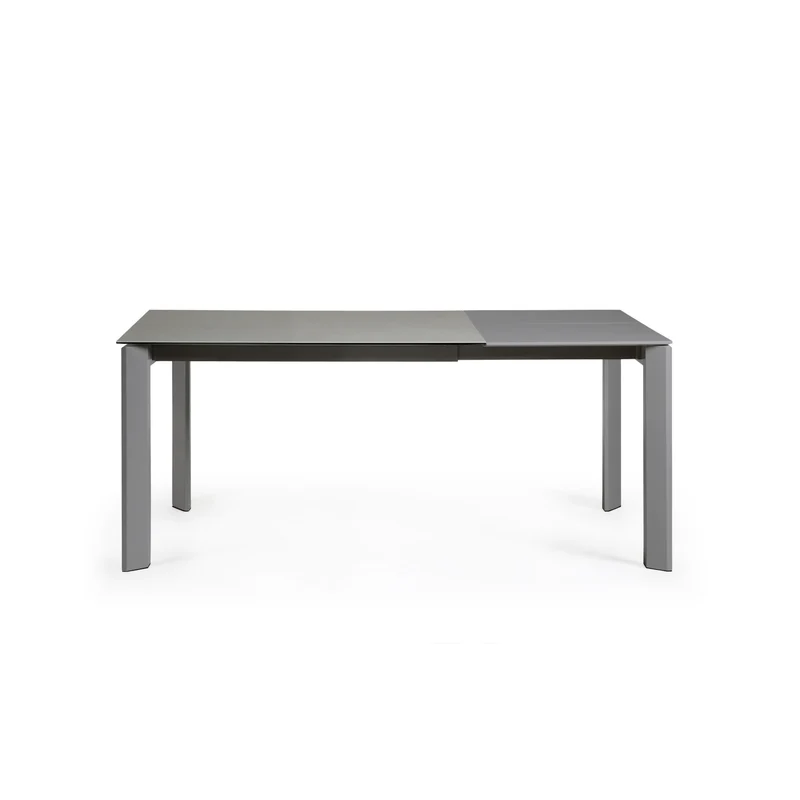 Axis extendable ceramic table in Hydra Plomo finish, anthracite steel legs 120 (180) cm