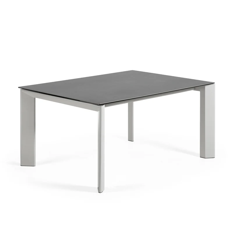 Axis porcelain extendable table in Volcano Rock finish with grey legs 160 (220) cm