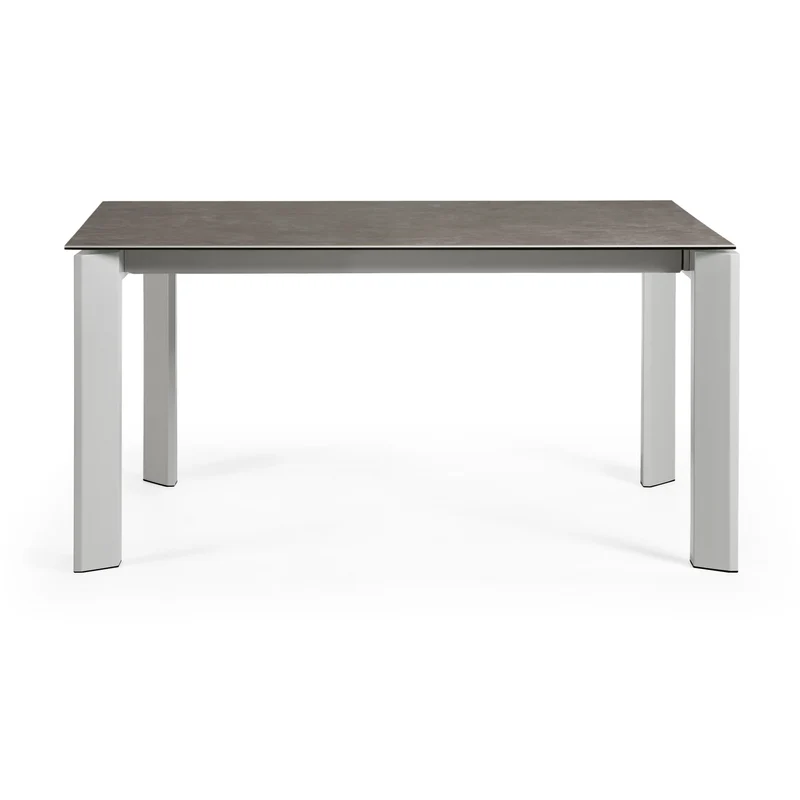 Axis extendable ceramic table with Vulcano Ceniza finish and grey steel legs 160 (220) cm
