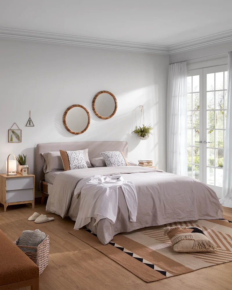 Dyla bed cover in beige for a 160 x 200 cm mattress