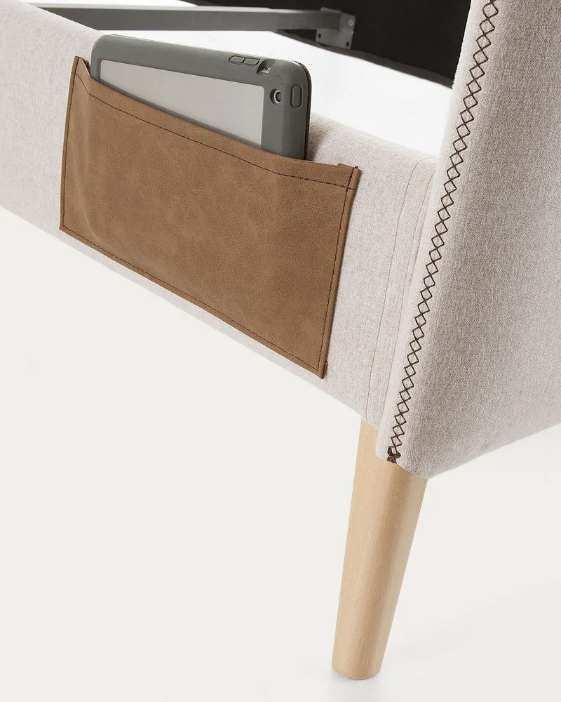 Dyla bed cover in beige for a 160 x 200 cm mattress