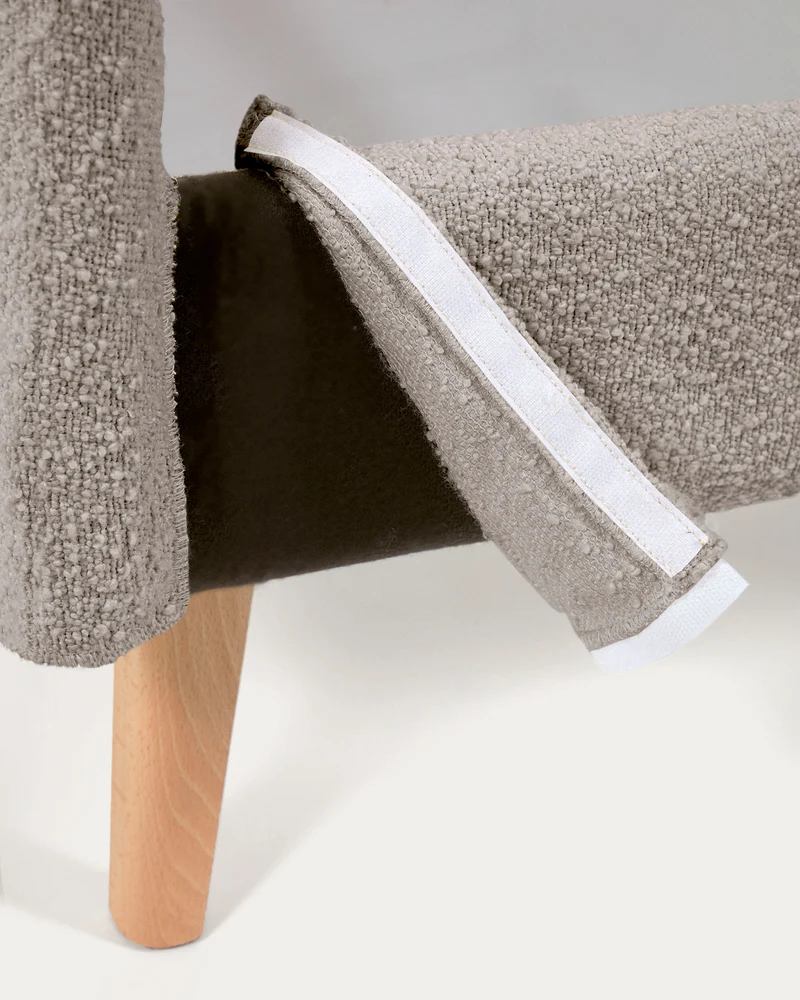 Dyla bed cover in light grey bouclé for a 160 x 200 cm mattress