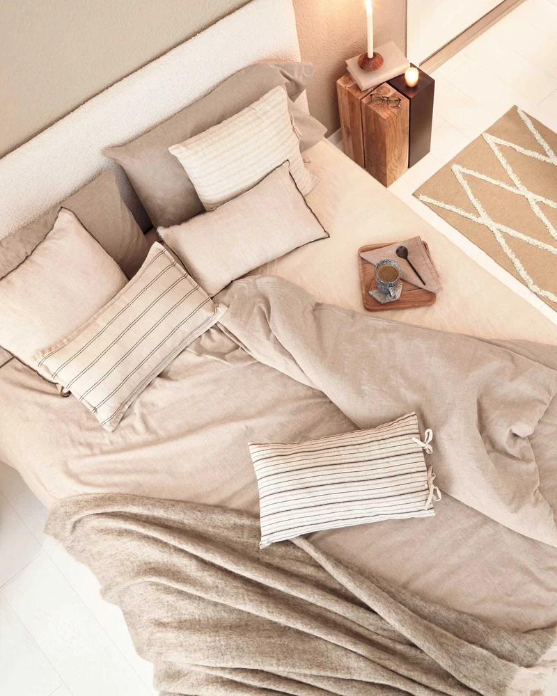Etna 100% cotton cushion cover with brown stripes 30 x 50 cm