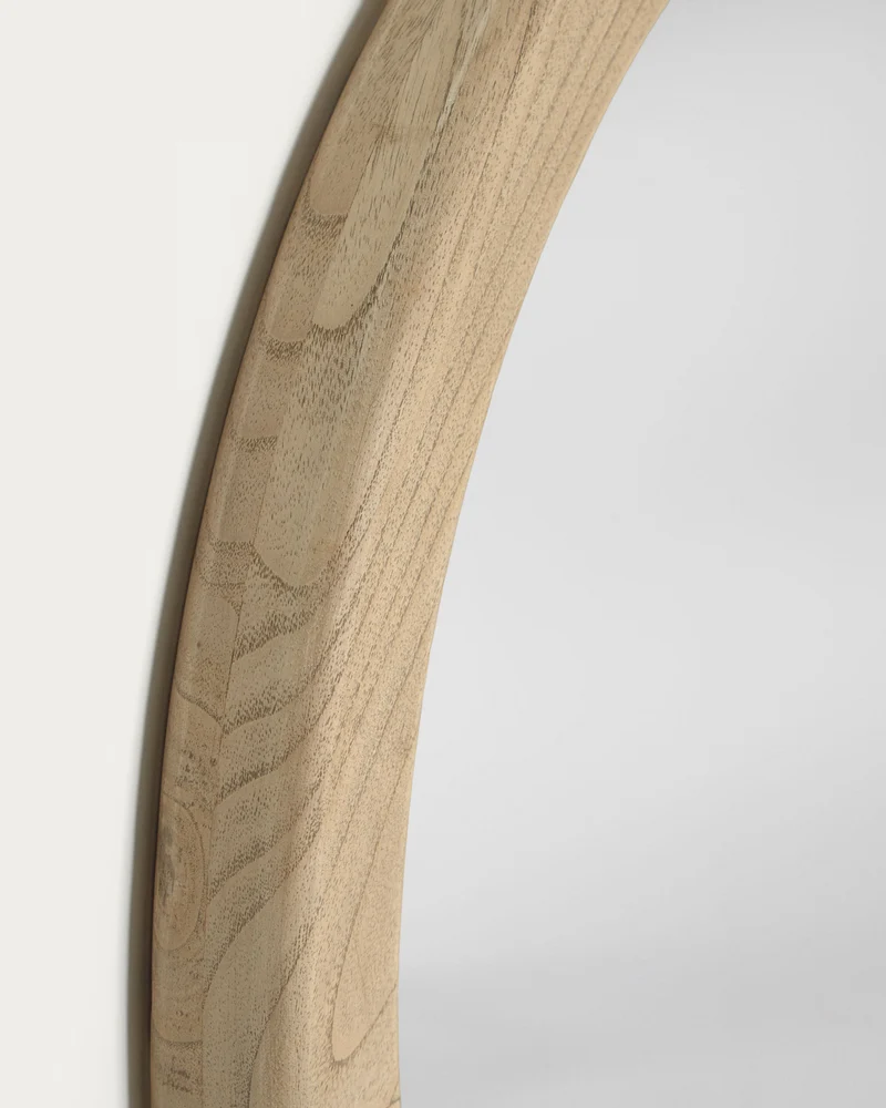 Alum round solid mindi wood mirror 50 cm