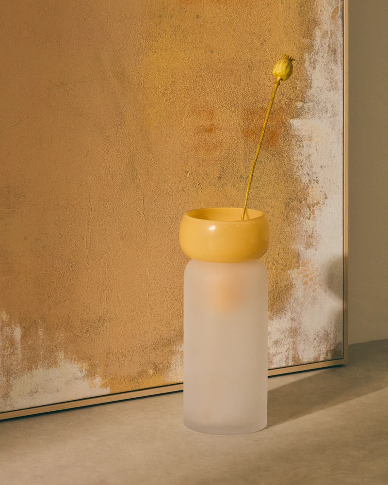 Kelse transparent and orange glass vase, 30.5 cm
