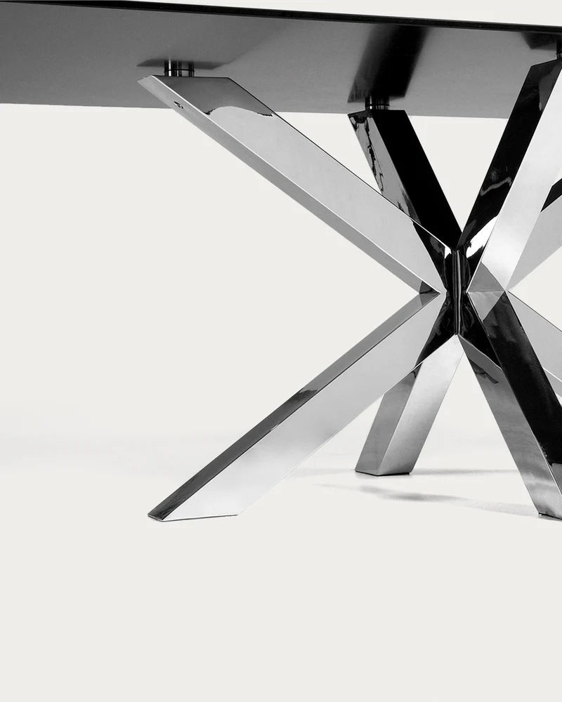 Argo table with black glass and steel legs 200 x 100 cm