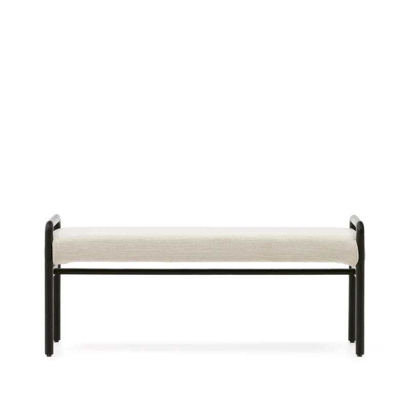 Macaret bench with removable cover solid oak wood with black finish 120 cm FSC Mix Credit