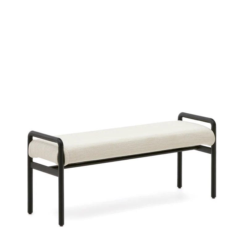 Macaret bench with removable cover solid oak wood with black finish 120 cm FSC Mix Credit