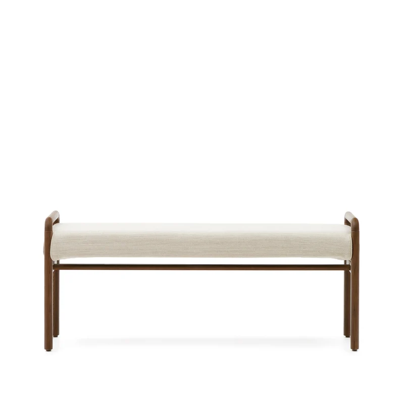 Macaret bench with removable cover solid oak wood with walnut finish 120 cm FSC Mix Credit