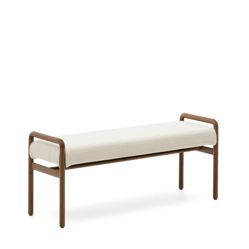 Macaret bench with removable cover solid oak wood with walnut finish 120 cm FSC Mix Credit