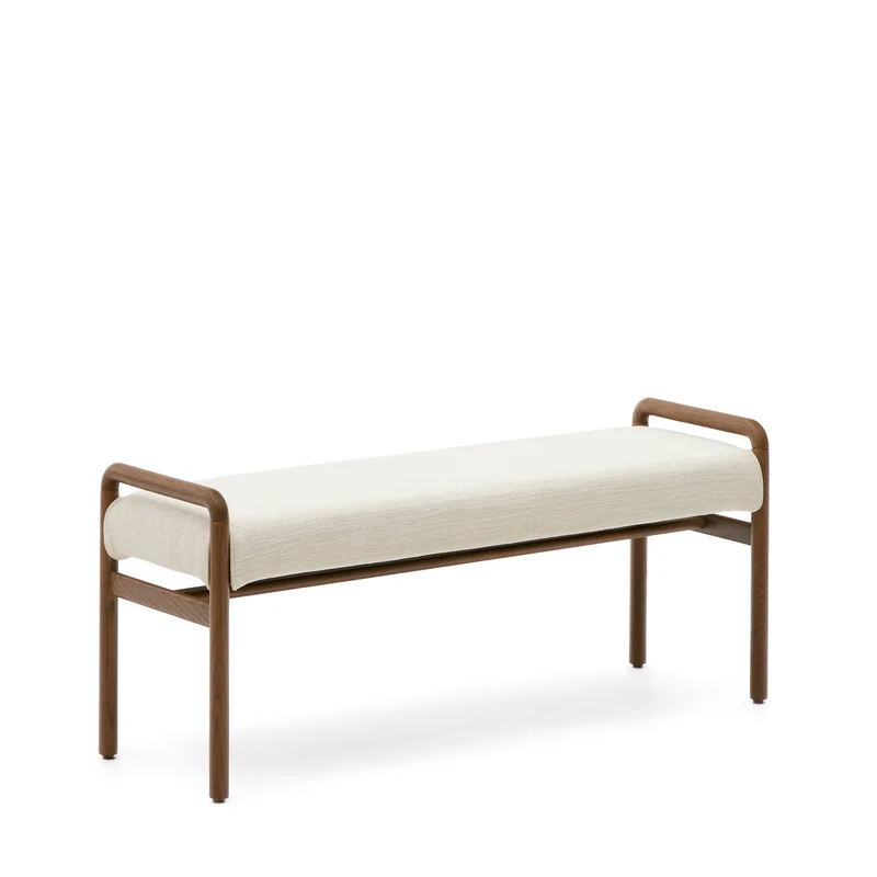 Macaret bench with removable cover solid oak wood with walnut finish 120 cm FSC Mix Credit