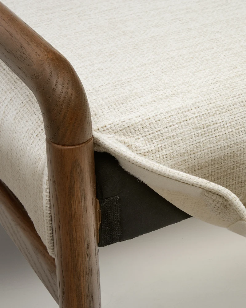 Macaret bench with removable cover solid oak wood with walnut finish 120 cm FSC Mix Credit