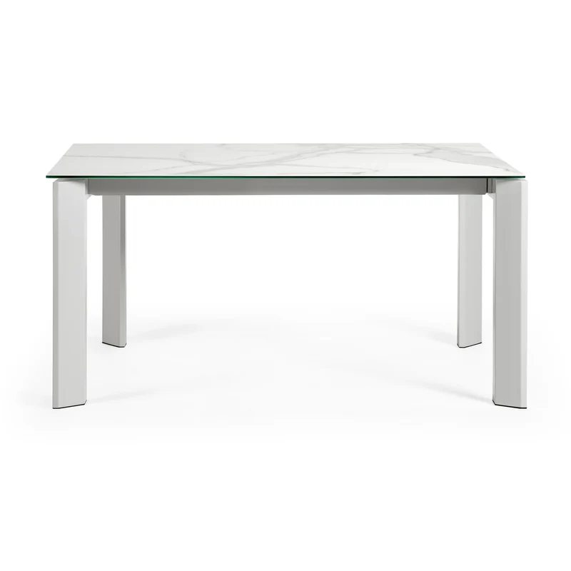 Axis porcelain extendable table in White Kalos finish with grey legs 160 (220) cm