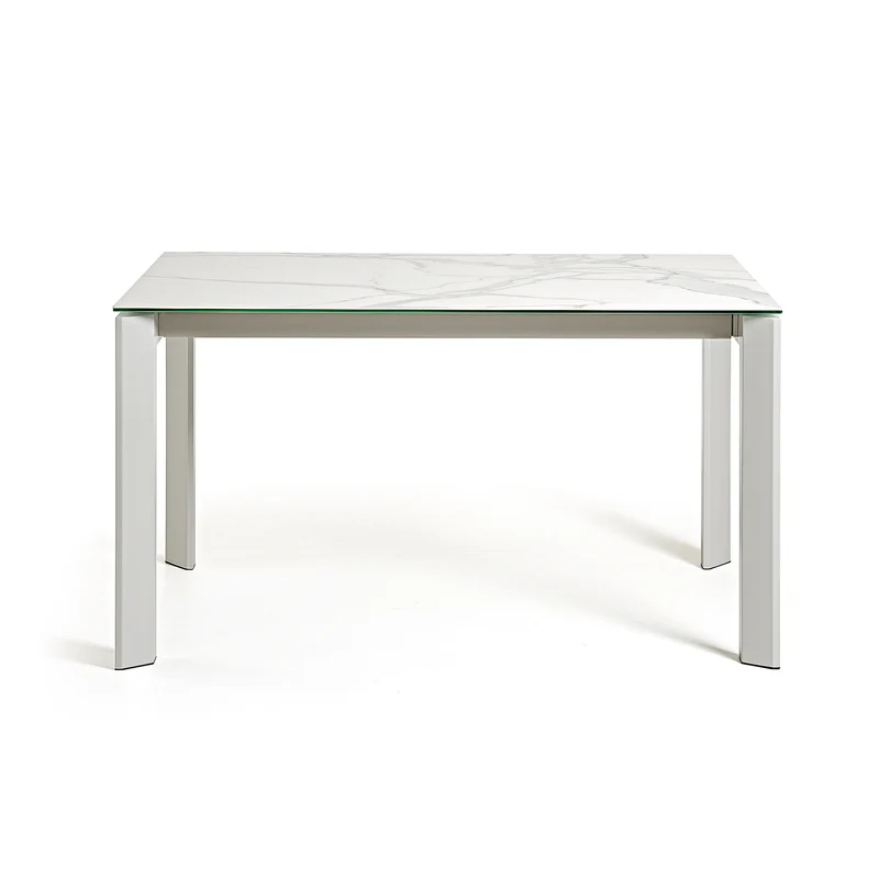 Axis porcelain extendable table in White Kalos finish with grey legs 160 (220) cm