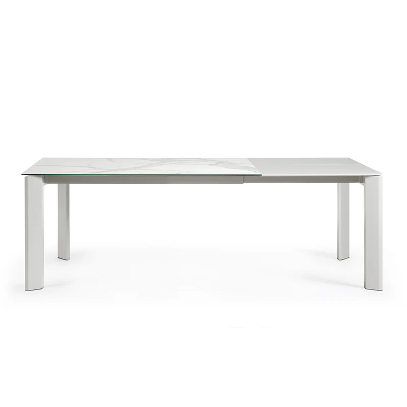 Axis porcelain extendable table in White Kalos finish with grey legs 160 (220) cm