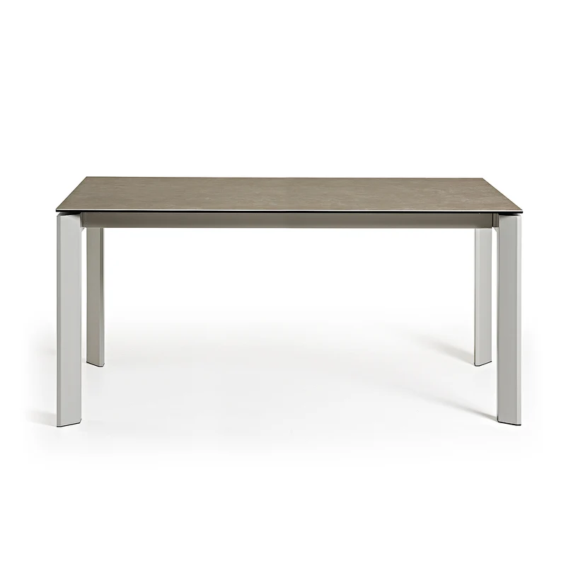 Axis porcelain extendable table in Volcano Ash finish with grey steel legs 140 (200) cm