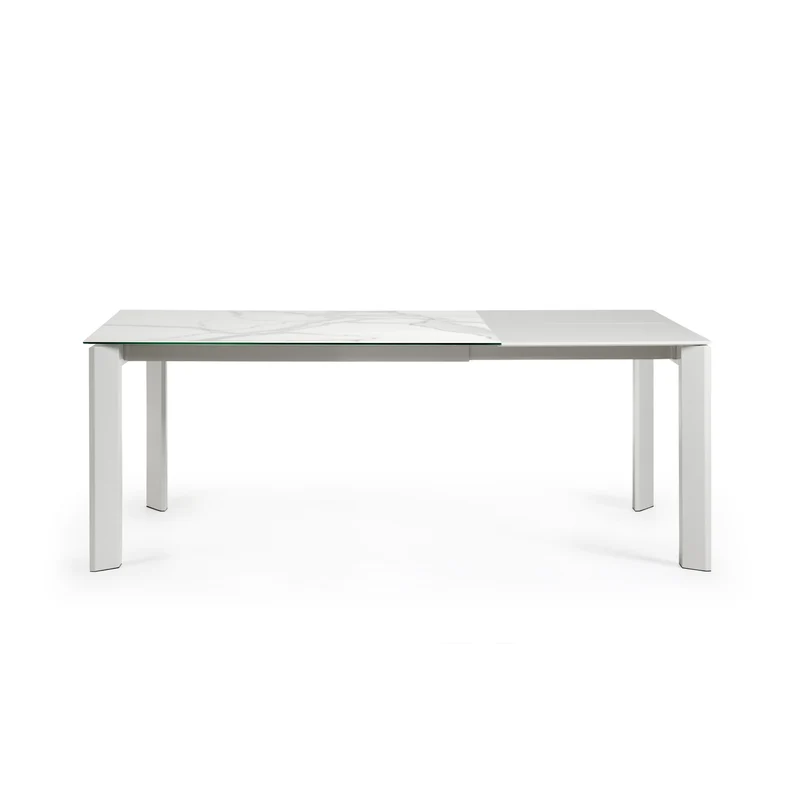 Axis porcelain extendable table in White Kalos finish with grey legs 140 (200) cm