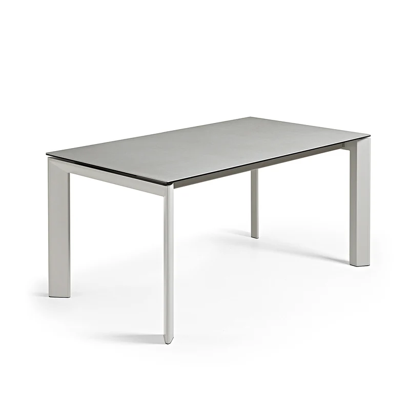 Axis porcelain extendable table in Hydra Lead finish with grey steel legs 140 (200) cm