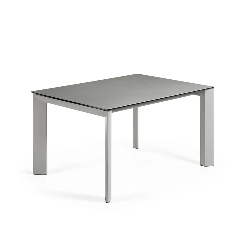 Axis porcelain extendable table in Hydra Lead finish with grey steel legs 140 (200) cm