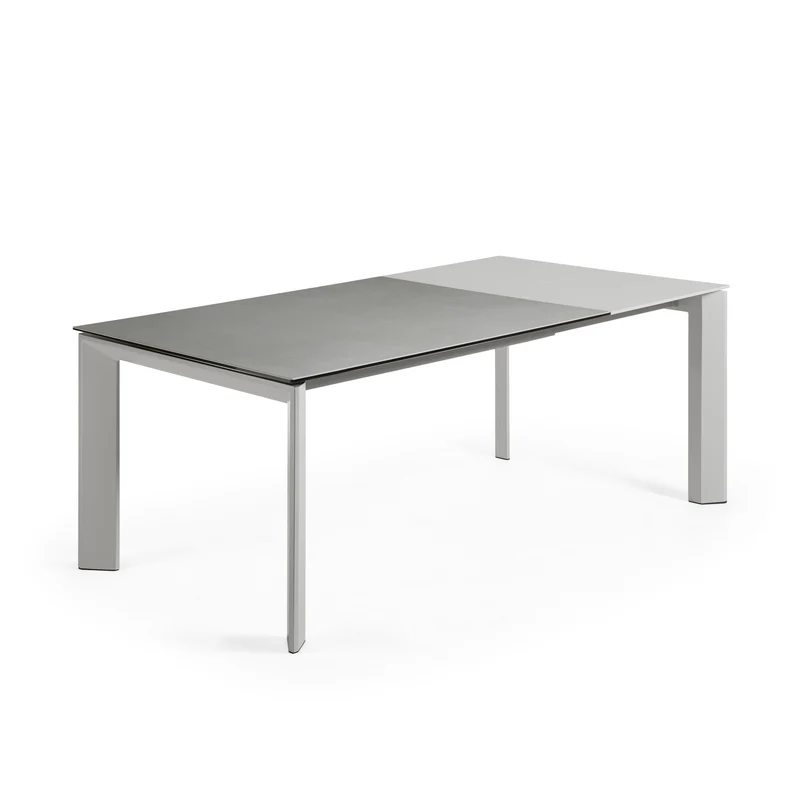Axis porcelain extendable table in Hydra Lead finish with grey steel legs 140 (200) cm