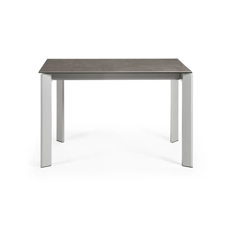 Axis extendable ceramic table with Vulcano Ceniza finish and grey steel legs 120 (180) cm