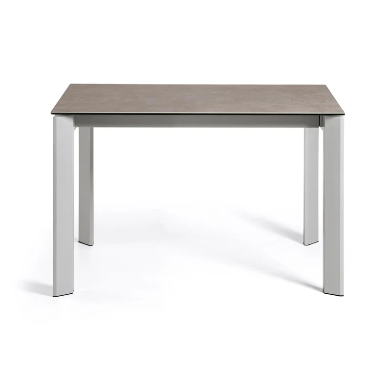 Axis extendable ceramic table with Vulcano Ceniza finish and grey steel legs 120 (180) cm
