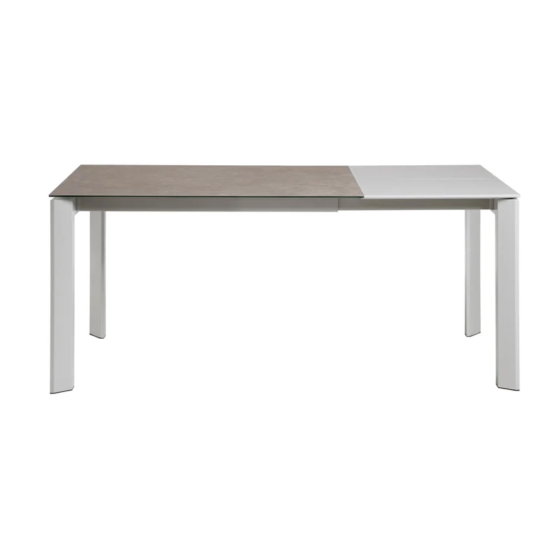 Axis extendable ceramic table with Vulcano Ceniza finish and grey steel legs 120 (180) cm