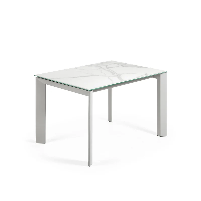 Axis porcelain extendable table in White Kalos finish with white legs 120 (180) cm