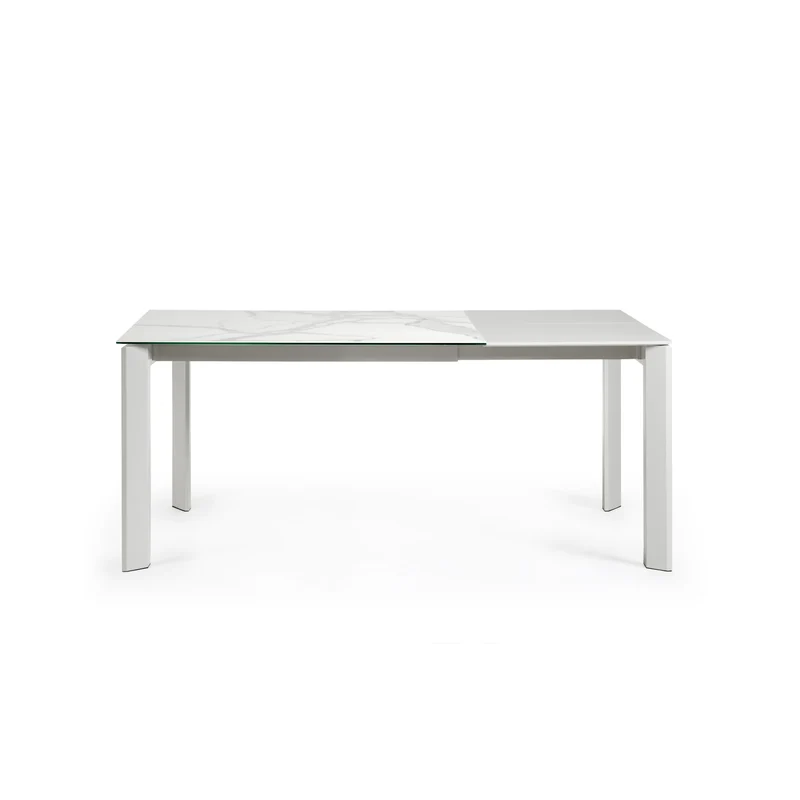 Axis porcelain extendable table in White Kalos finish with white legs 120 (180) cm