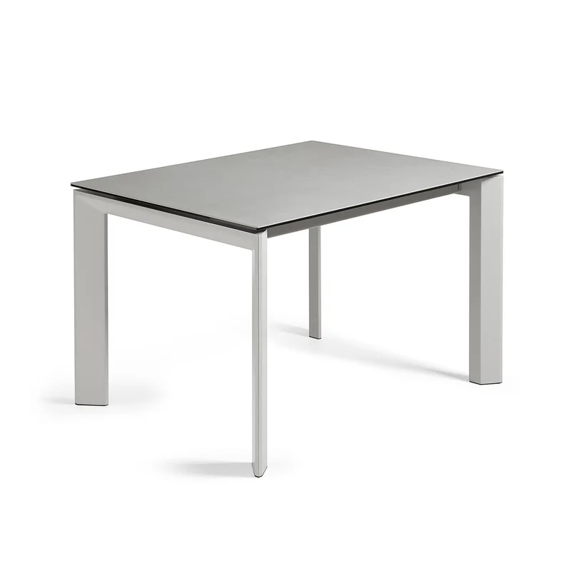 Axis extendable ceramic table with Hydra Plomo finish and grey steel legs 120 (180) cm