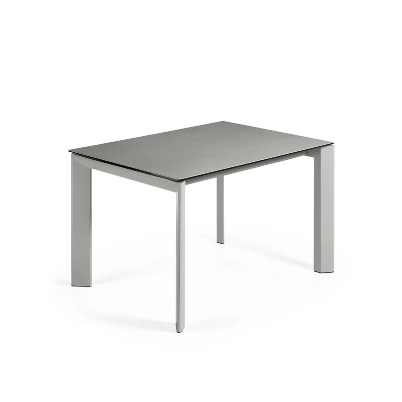 Axis extendable ceramic table with Hydra Plomo finish and grey steel legs 120 (180) cm