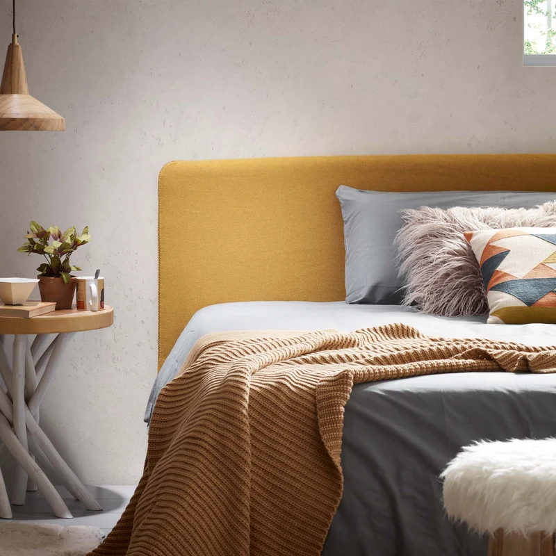 Dyla headboard with removable mustard cover for a bed up to 150 cm FSC Mix Credit