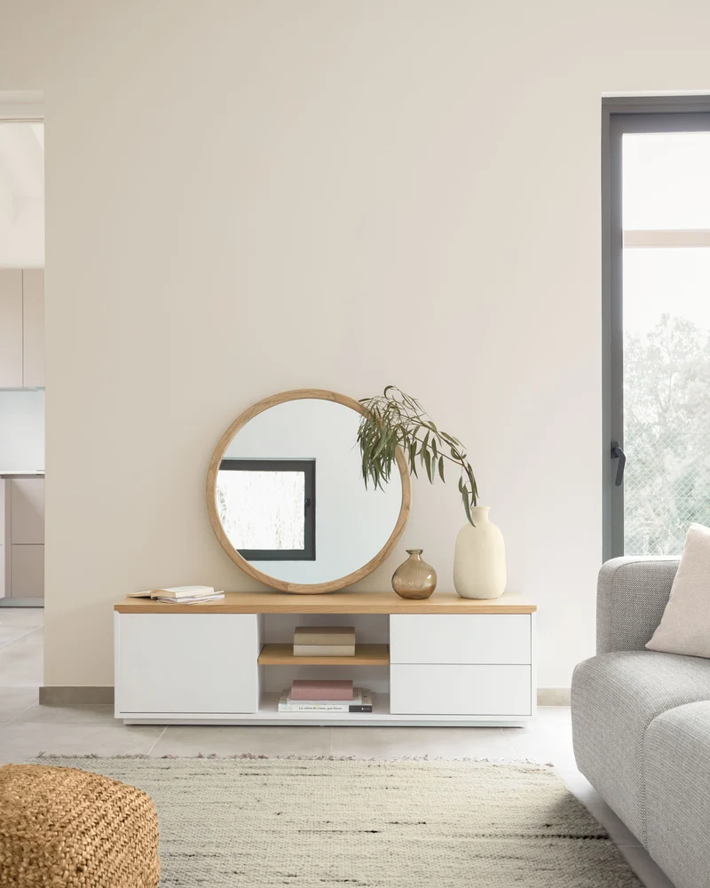 Alum round solid mindi wood mirror 80 cm