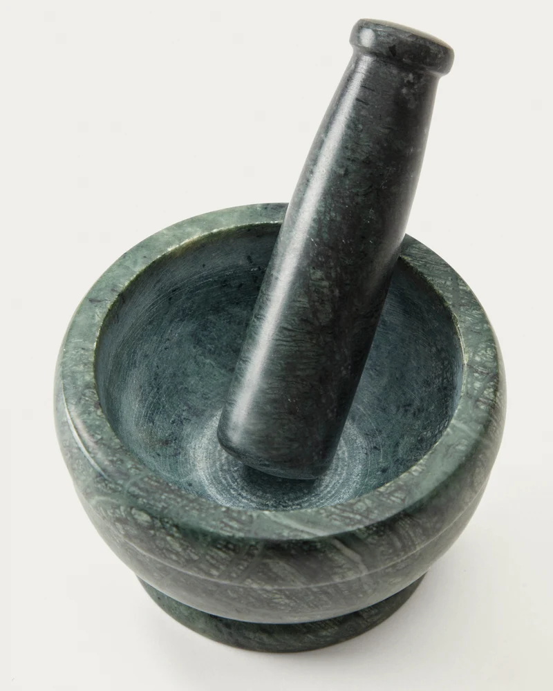 Cindea pestle and mortar in green marble