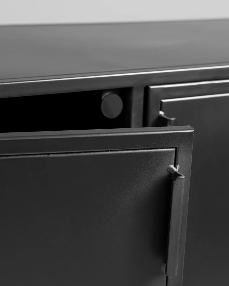 Shantay metal sideboard in a painted black finish with 3 doors, 160 x 72 cm