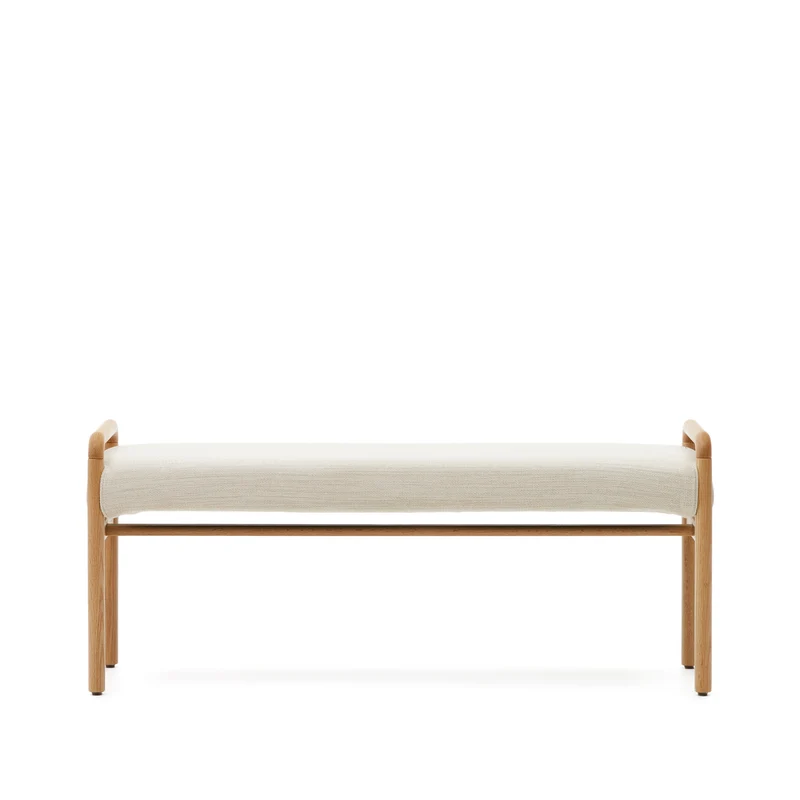 Macaret bench with removable cover solid oak wood with natural finish 120 cm FSC Mix Credit